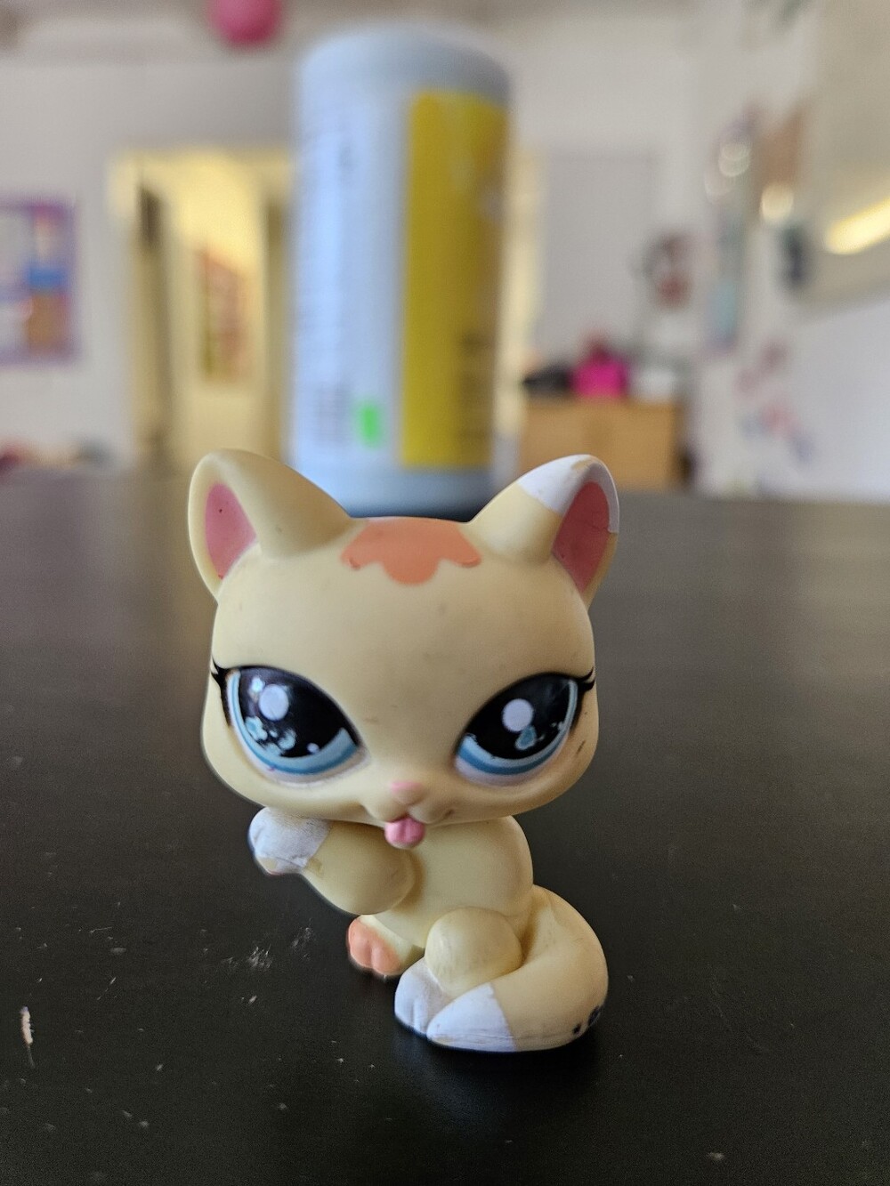 Plush Cream and Peach Small Pet Figurine - Collectible Kitten